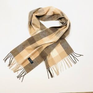 LOCHMERE • Camel, Cream and Brown 100% Cashmere Scarf; Unisex